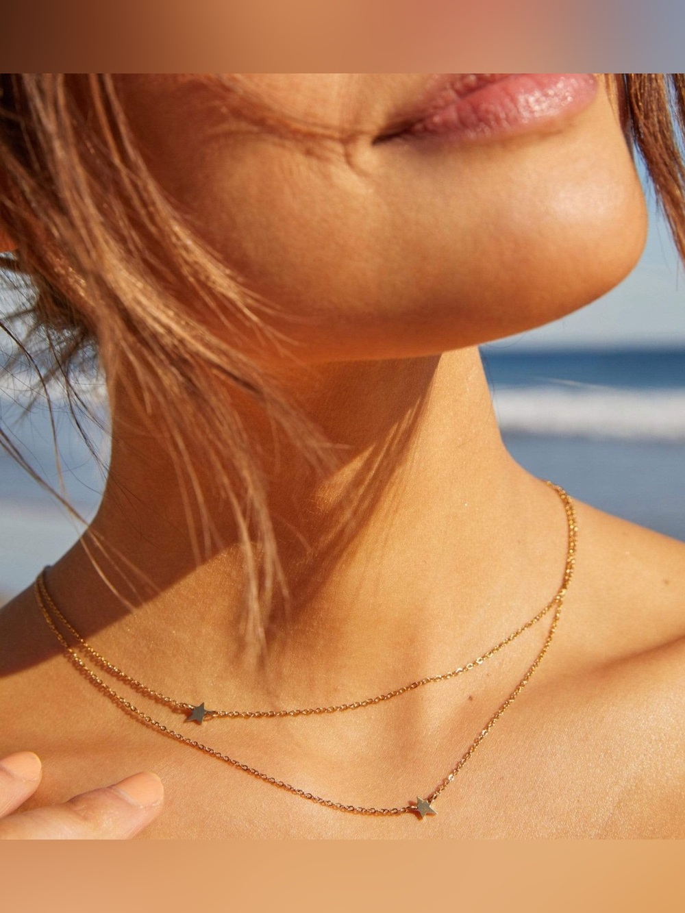 Jennifer Zeuner Gold Double-Layer Star Necklace - Women Jewelry